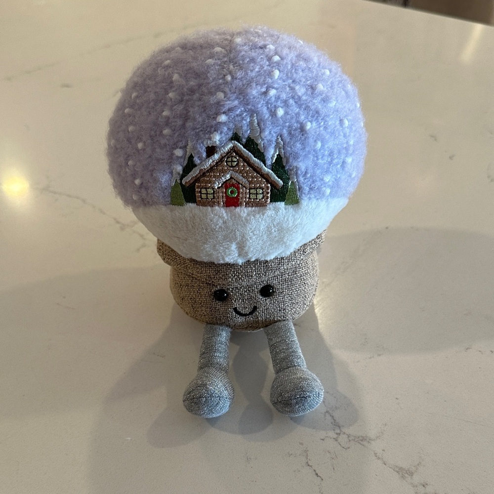 Jellycat Snow Globe Plush with Purple and Cream